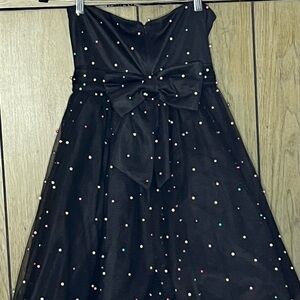 Betsey Johnson Black Dress with Colorful Accents and Detachable Bow